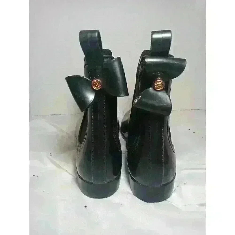 Catherine Malandrino Brielle‎ Chelsea Black Rubber Ankle Rain Boots Sz 41 US 10 - Picture 2 of 5